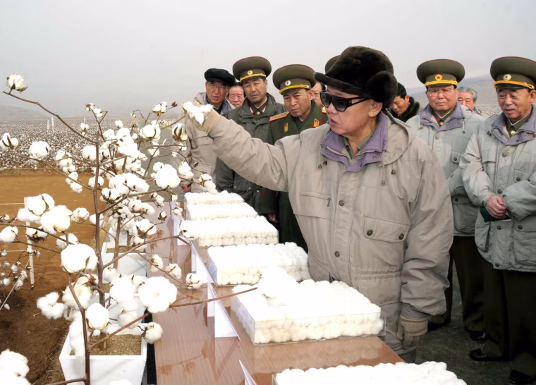 Image: North Korean leader Kim inspects a cotton plant farm of the Korean People's Army's 1596 unit in an undisclosed place in North Korea in this KCNA picture